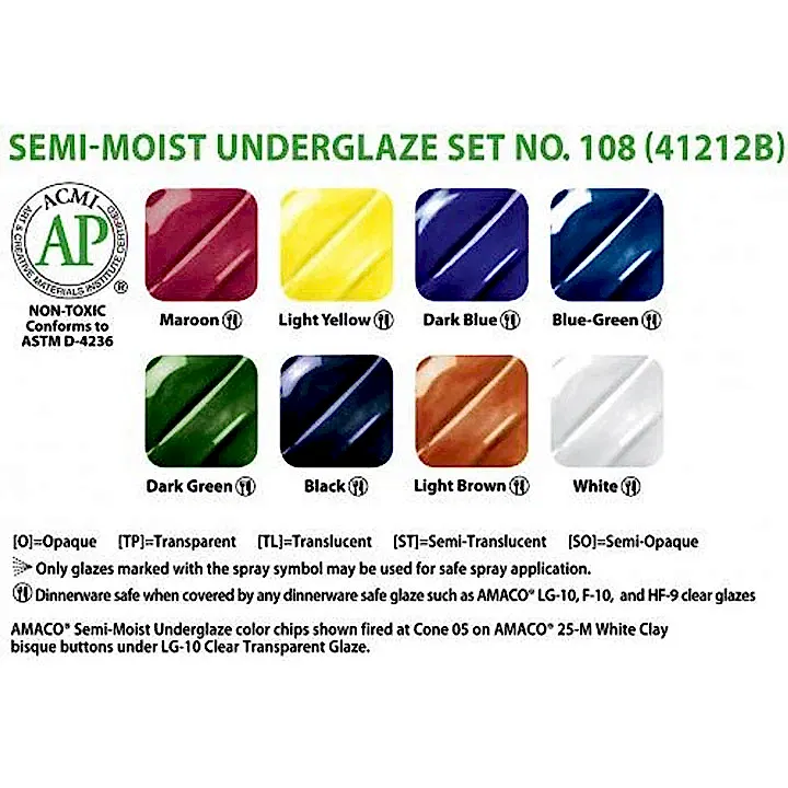 Amaco Semi Moist Underglaze Set No.108