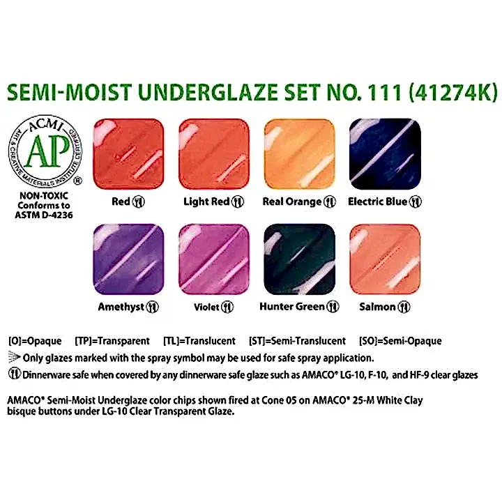 Amaco Semi Moist Underglaze Set No.111